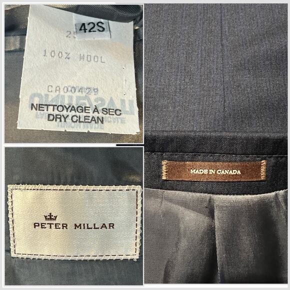 Peter Millar 42S Dark Blue - Sapphire Blue Stripe Blazer Sport Coat Short Arms - Picture 16 of 16